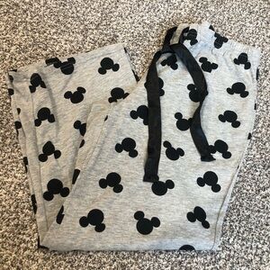 Gray and Black Mickey Mouse Head Pajama Pants